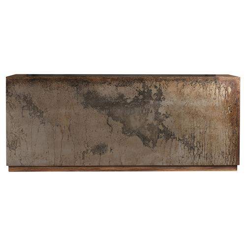 Rozalia Industrial Abstract Metal Brown Wood Rectangular Console Table