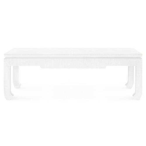 Bethany Vanilla Lacquered Linen Rectangular Coffee Table - 50&quot;