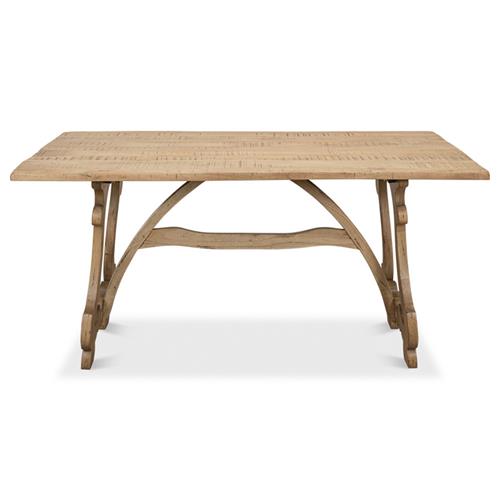 Chase French Country Brown Walnut Wood Rectangular Dining Table - 63&quot;W