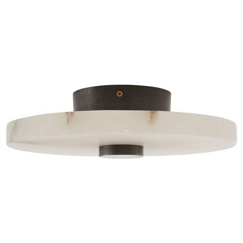 Moers Industrial Loft White Alabaster Bronze Iron Semi Flush Mount