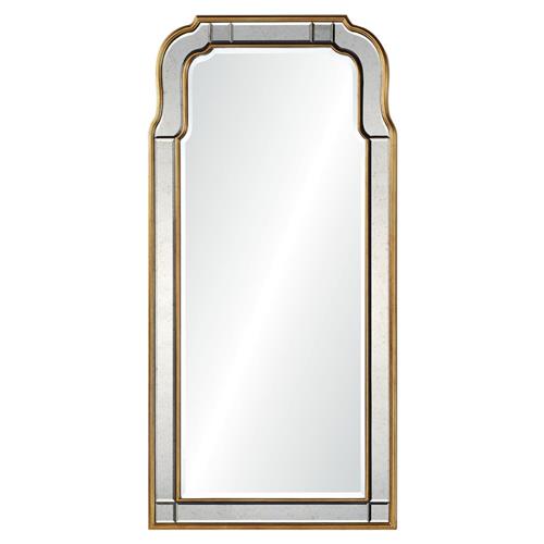 Holiday Hollywood Regency Antique Gold Leaf Frame Arch Wall Mirror