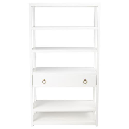Allura Modern Classic White Wood Bookcase