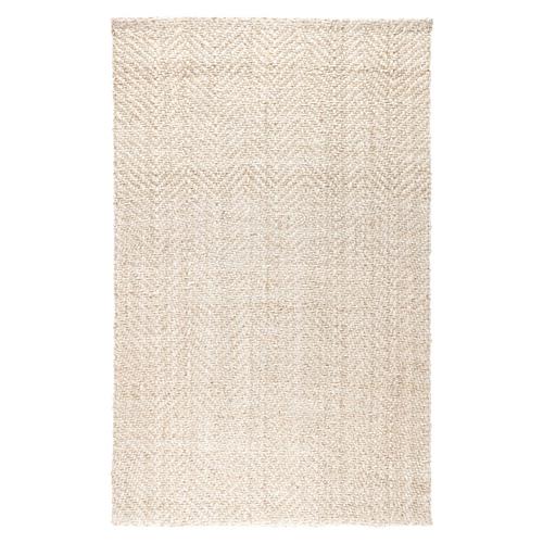 Hedi Modern Classic Cream Herringbone Patterned Jute Rug - 5&#39;x8&#39;