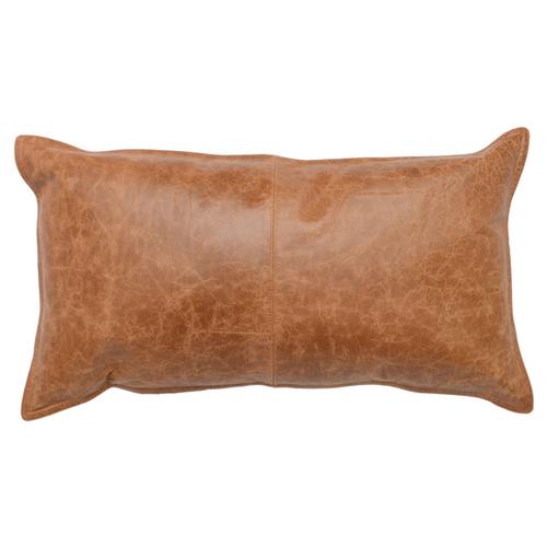 Selene Modern Classic Chestnut Brown Leather Lumbar Pillow - 14x26