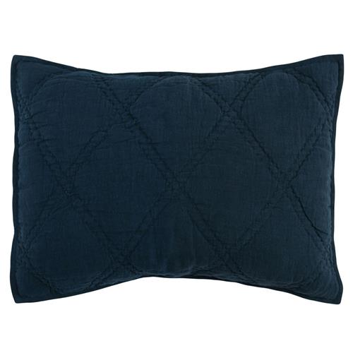Casen Modern Classic Midnight Blue Linen Sham - Standard