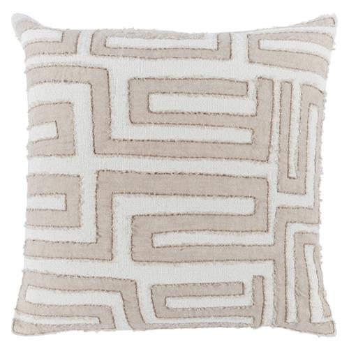 Mila Modern Classic Natural Embroidered Cotton Throw Pillow - 22x22