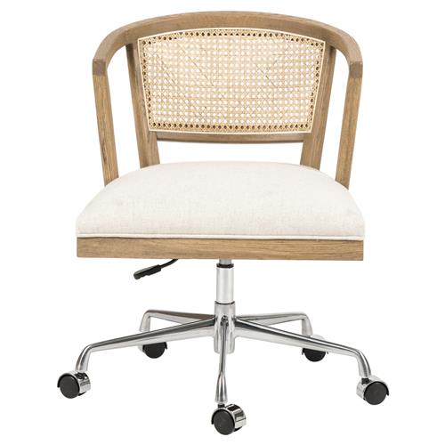 Alek Modern White Performance Upholstered Seat Cane Brown Wood Office Chair