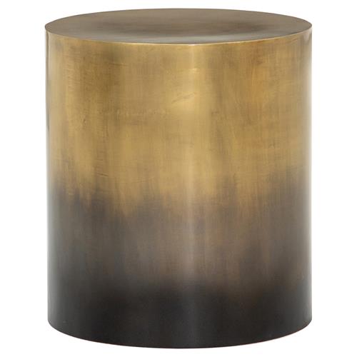 Maddux Industrial Loft Antique Brass Ombre Iron Cylinder Round Drum End Table
