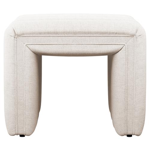 Leo Mid Century Modern Beige Performance Tufted Square Ottoman