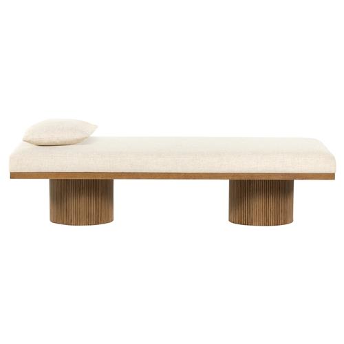 Aniston Rustic Lodge Cream Performance Brown Wood Chaise Lounge