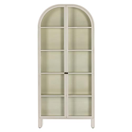 Sheila Industrial Clear Glass White Iron Frame Curved 2 Door Display Case