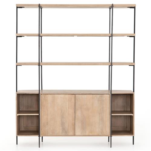 Daphne Modern Classic Mango Wood Black Iron Display Case