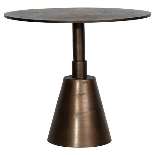 Jeffrey Mid Century Modern Brown Aluminum Round Bistro Table - 34&quot;W