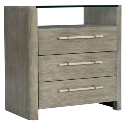 Areena French Country Taupe Oak Wood 3 Drawer Nightstand