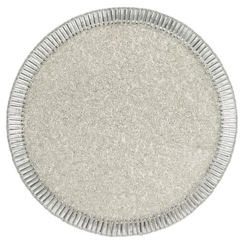 Bevel Hollywood Regency Silver Glass Beaded Placemat - Set of 4