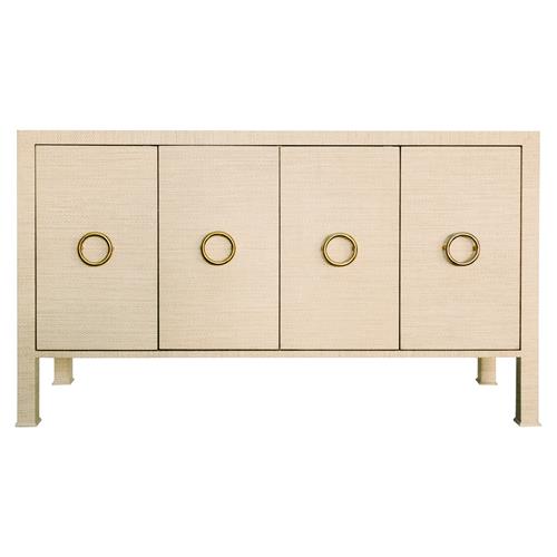 Worlds Away Rue Mid Century Modern Natural Grasscloth Buffet