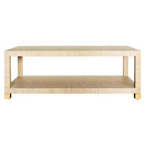 Worlds Away Patricia Coastal Natural Grasscloth 2 Tier Rectangular Coffee Table