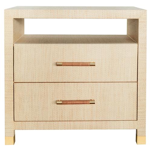 Worlds Away Hancock Modern Classic Natural Grasscloth Side Table