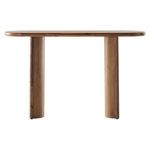 Paris Rustic Lodge Light Brown Acacia Wood Oval Console Table - 51&quot;