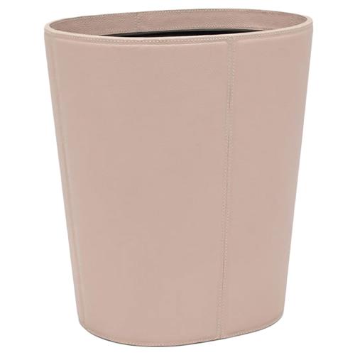 Pigeon and Poodle Asby Modern Classic Dusty Rose Leather Oval Waste Basket