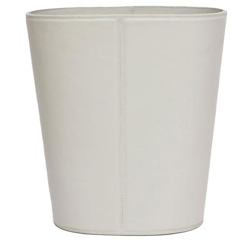 Pigeon and Poodle Asby Modern Classic Light Grey Leather Oval Waste Basket