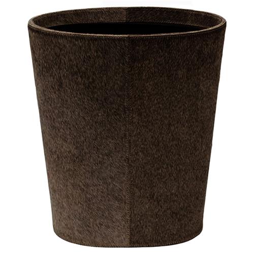 Pigeon and Poodle Hyde Rustic Lodge Brown Hair On Hide Oval Waste Basket