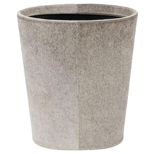 Pigeon and Poodle Hyde Rustic Lodge Grey Hair On Hide Oval Waste Basket