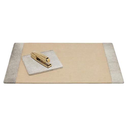 Pigeon and Poodle Hyde Rustic Lodge Grey Hair On Hide Desk Blotter Mouse Pad Set