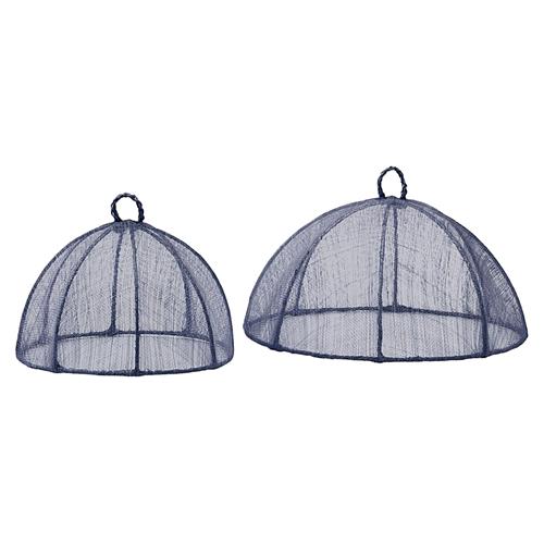 Rachel Blue Woven Sinamay Round Serveware Food Cover - Set of 2