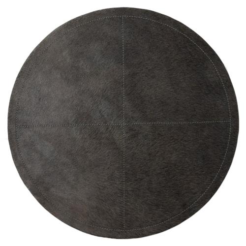 Tanner Rustic Lodge Black Hide Round Placemat - Set of 2