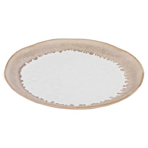 Simon Pearce Burlington Modern Beige Drip Edges White Stoneware Side Plate