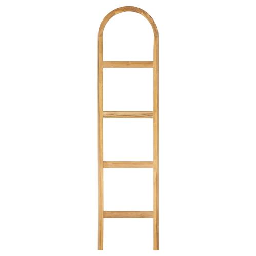 Preston Rustic Lodge Brown Teak Wood Arched Ladder Wall Shelf