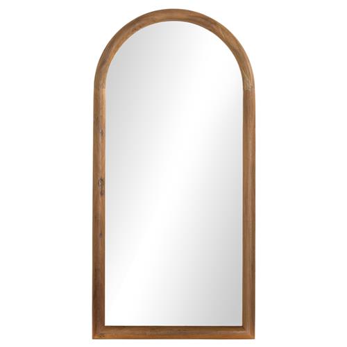 Zaira Rustic Lodge Brown Acacia Wood Arched Full Length Floor Mirror