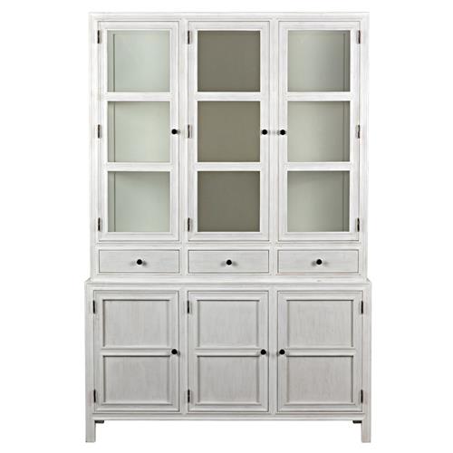 Caelor French Country Antique White Wash Colonial Hutch