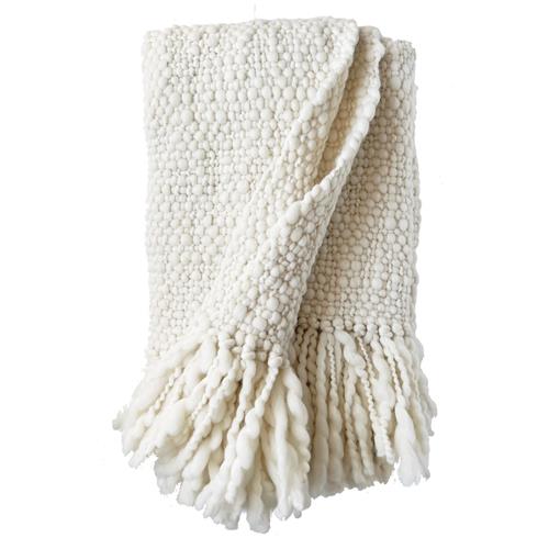 Palermo Coastal Beach Bone Wool Handwoven Throw Blanket