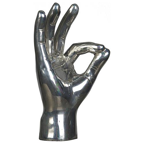 Farella Industrial Loft Distressed Silver OK Sign Hand Sculpture