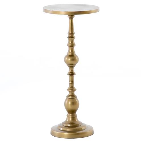Carson Hollywood Regency Brass Aluminum Round Pedestal End Table