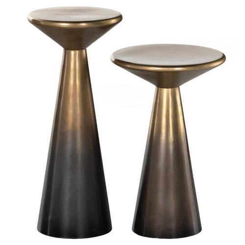 Maddux Mid Century Antique Brass Ombre Iron Accent Pedestal Side Tables - Set of 2
