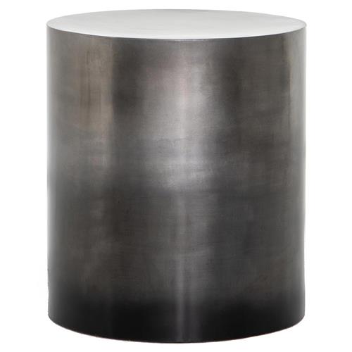 Maddux Industrial Loft Antique Silver Ombre Iron Cylinder Round Drum End Table