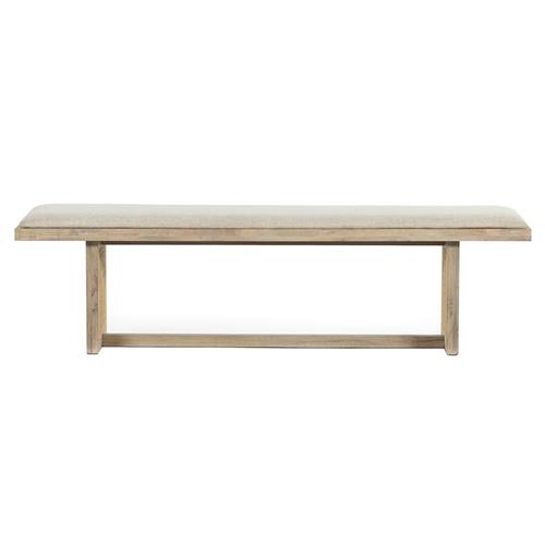 Marina Coastal Beach White Performance Mango Wood Natural Woven Cane Dining Bench