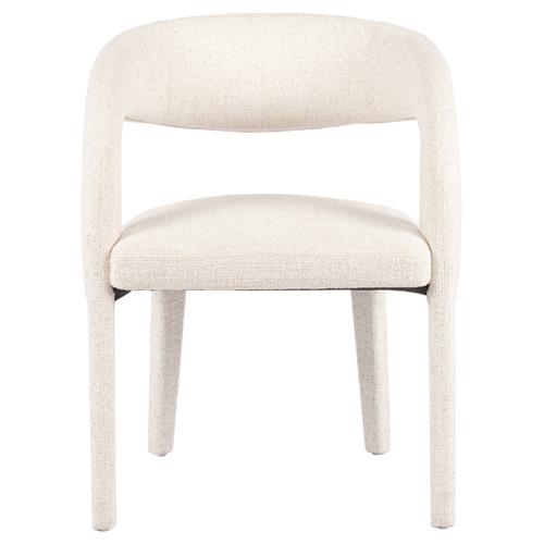 Alexander Mid Century Modern White Upholstered Dining Arm Chair