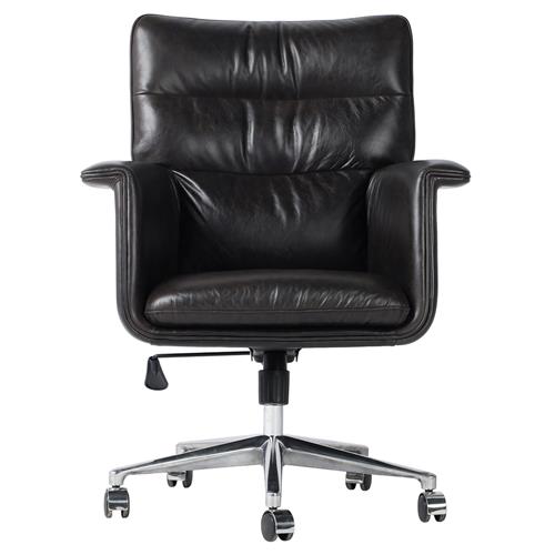 Arslan Industrial Loft Black Upholstered Leather Swivel Executive Office Chair