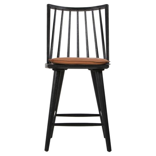 Lara Rustic Lodge Brown Leather Black Oak Windsor Counter Stool