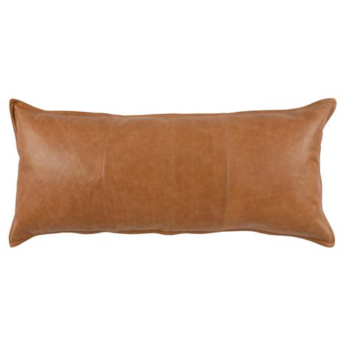 Selene Modern Classic Chestnut Brown Leather Lumbar Pillow - 16x36