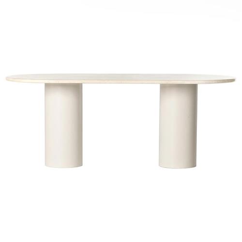 Gary Modern Classic Cream Solid Marble Oval Dining Table - 78&#39;&#39;W