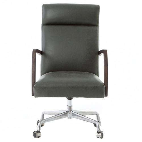 Sonn Mid Century Black Upholstered Leather Silver Stainless Steel Office Chair