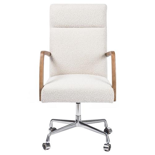 Sonn Mid Century Cream Performance Boucle Silver Stainless Steel Office Chair