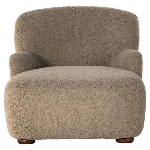 Kaden Modern Classic Brown Upholstered Boucle Wood Frame Chaise Lounge