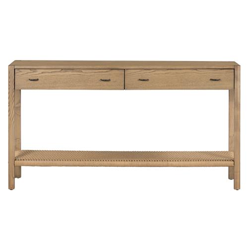 Zulu Rustic Natural Brown Wood Black Iron 2 Drawer Rectangular Console Table