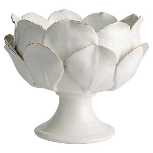 Rosalle French Country White Ceramic Floral Decorative Bowl